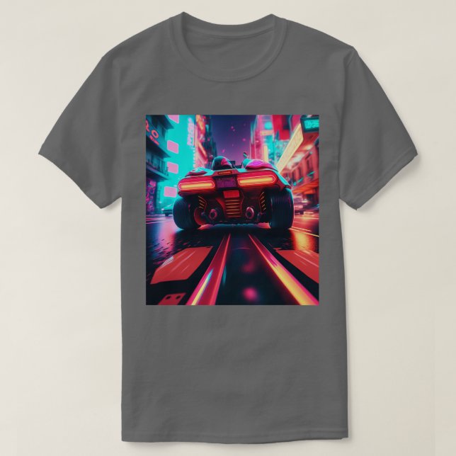 Camiseta Cyberpunk Outrun City Automobile Futurista AI Ge (Diseño del anverso)