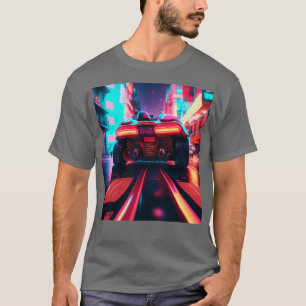 Camiseta Cyberpunk Outrun City Automobile Futurista AI Ge
