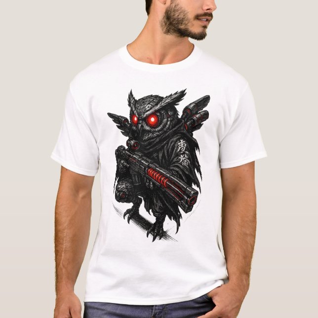 Camiseta Cyberpunk Owl (Stealth) (Anverso)