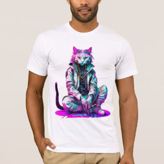 Camiseta Cyberpunk Rastafarian Cat - Mistical Chill