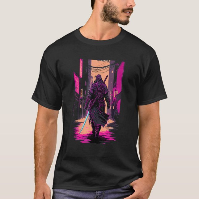 Camiseta Cyberpunk retro Samurai Japan Vaporwave Aesthet (Anverso)