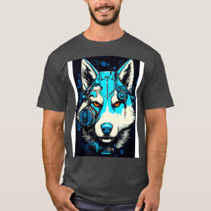 Camiseta Cyberpunk Robot Siberian Husky Perro Raza Futurist