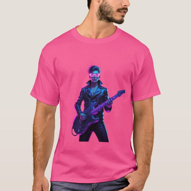 Camiseta 🔥 Cyberpunk Rockstar Neon Glow T-Shirt 🎸 (Anverso)