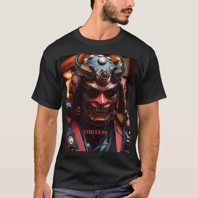 Camiseta Cyberpunk Samurai Hannya Mask (Anverso)