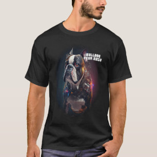 Camiseta Cyberpunk Sci Bulldog Perro Inteligente Artificial