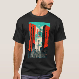 Camiseta Cyberpunk Sci-fi Diststopia City Ukiyo-e Japonés R