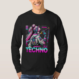 Camiseta Cyberpunk Techno Gaming Chicas Neon Artwork Graphi