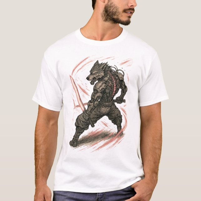 Camiseta Cyberpunk Wolf (maestro blade) (Anverso)