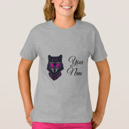 Camiseta Cyberpunk Wolf Neon Art Personalizable Name Mug -