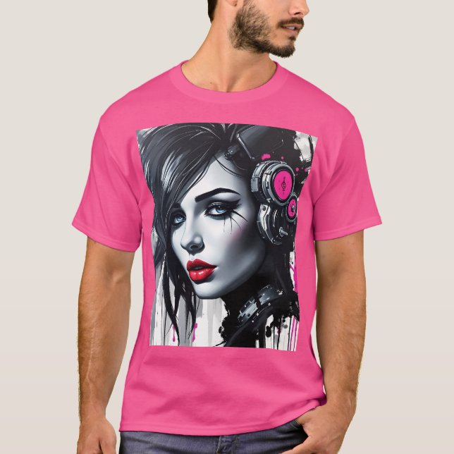 Camiseta Cyberpunk Woman - Edgy Sci-Fi Art (Anverso)