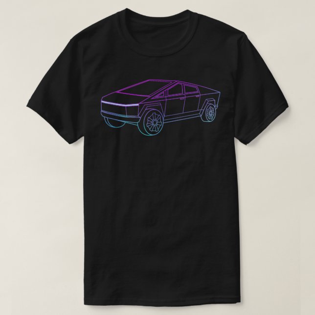 Camiseta CyberTrucks Line Art Futurista Camión Ciberdiseño (Diseño del anverso)
