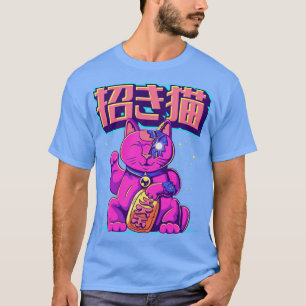 Camiseta Cyborg Maneki Neko Cat Ciber estética japonesa