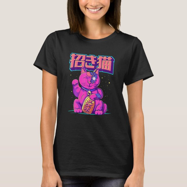 Camiseta Cyborg Maneki Neko Cat Japonesa Ae Ciber Gato Afor (Anverso)