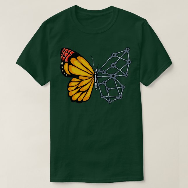 Camiseta Cyborg Monarch Butterfly Cyber-Estética (Diseño del anverso)