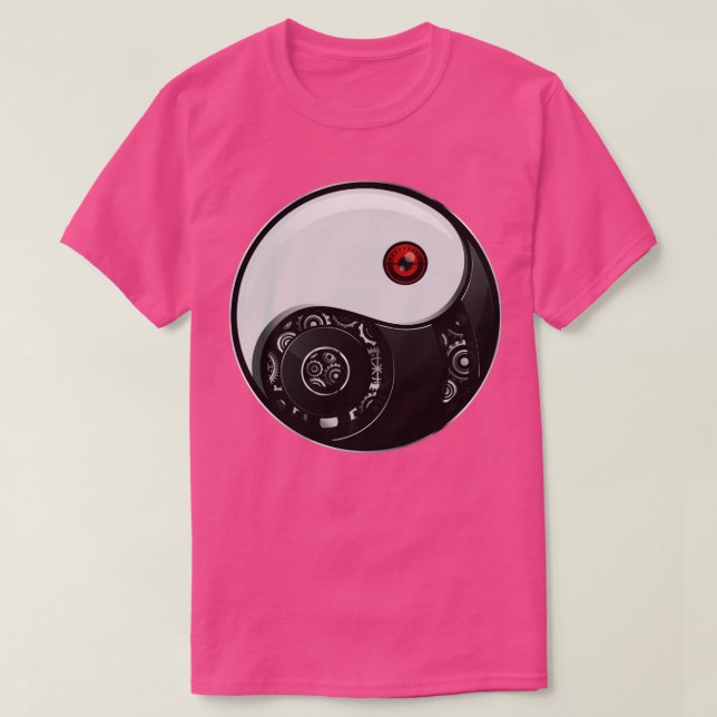 Camiseta Cyborg Ying Yang Yin Yang Ciber estética (Diseño del anverso)