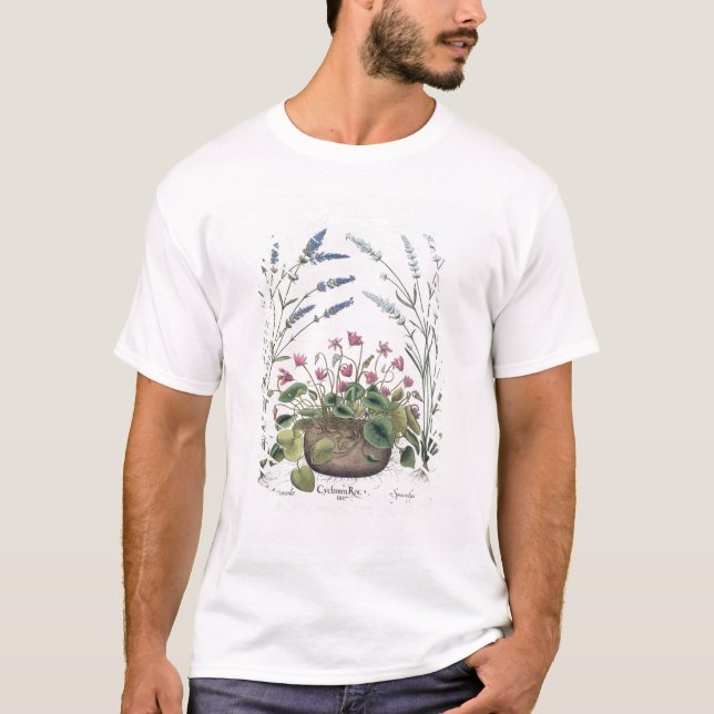Camiseta Cyclamen y lavanda: 1.Cyclamen Romanum; 2.Spica (Anverso)