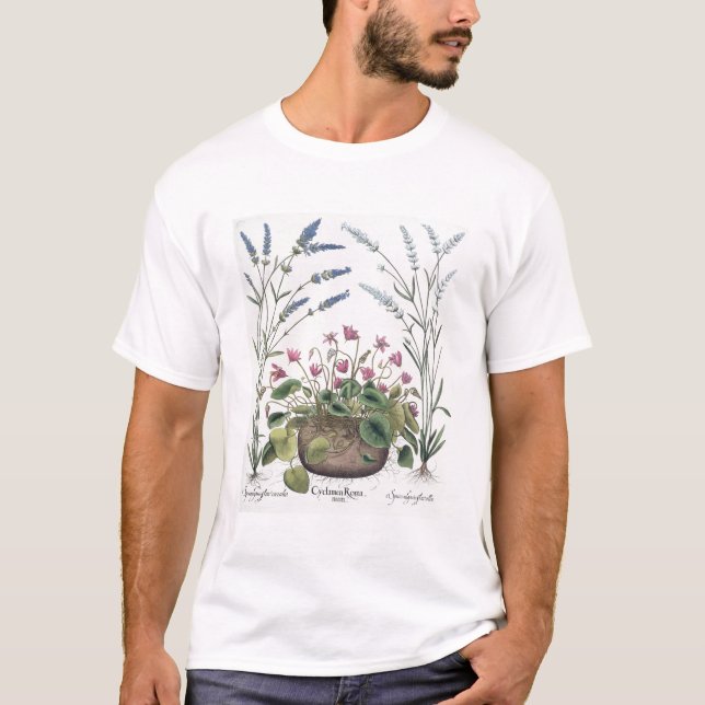 Camiseta Cyclamen y lavanda: 1.Cyclamen Romanum; 2.Spica (Anverso)