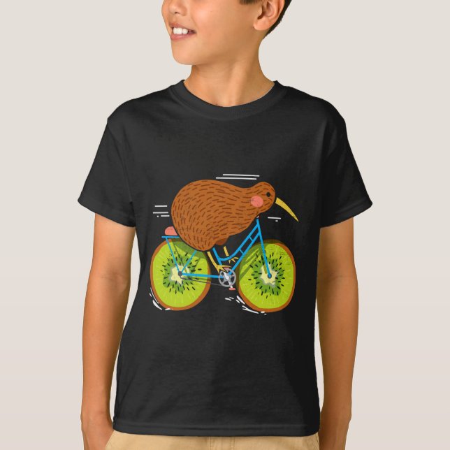 Camiseta Cycle New Zealand Funny Kiwi On A Bicycle Design I (Anverso)
