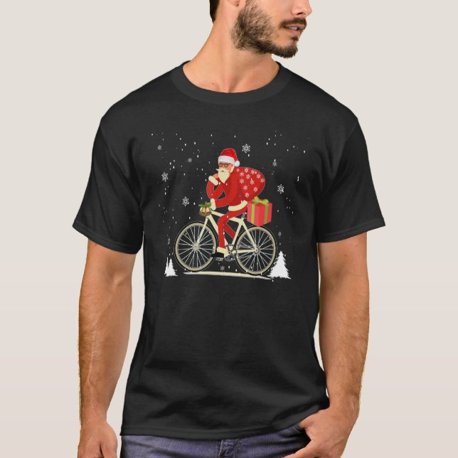 Camiseta Cycle Santa Bicycle Fan Merry Christmas Xmas Holid (Anverso)