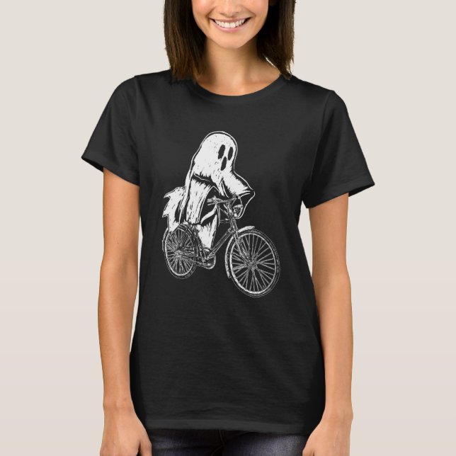 Camiseta Cycling Cyclist Halloween Ghost Riding Bicycle Bik (Anverso)