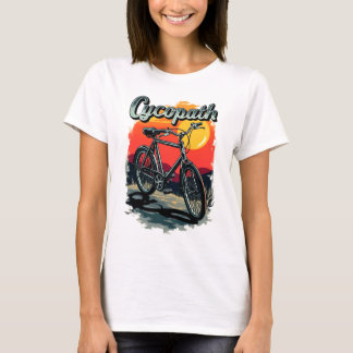 Camiseta Cycopath: diseño de bicicleta de puesta de sol
