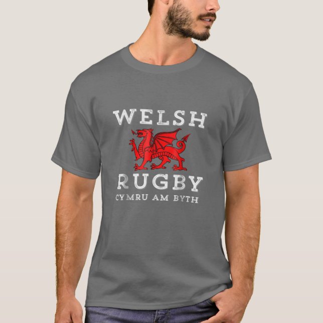 Camiseta Cymru Am Bysh Rugby Wales Por Siempre Dragon Te (Anverso)
