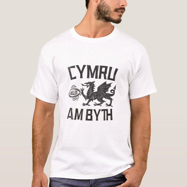 Camiseta Cymru Am Byth Wales Rugby Dragon Banner Welshman (Anverso)
