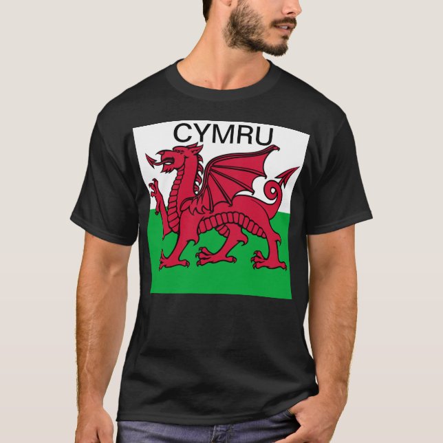 Camiseta Cymru, el dragón rojo de la Copa Mundial de Bander (Anverso)