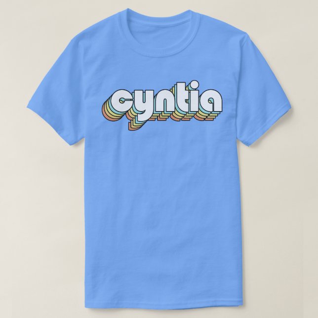 Camiseta Cyntia Retro Rainbow Typography Style (Diseño del anverso)