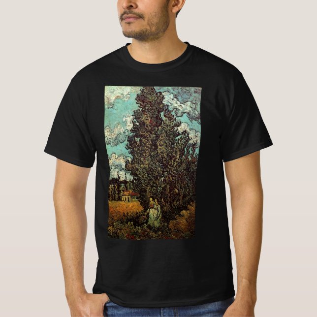 Camiseta Cypreses y dos mujeres por Vincent van Gogh (Anverso)