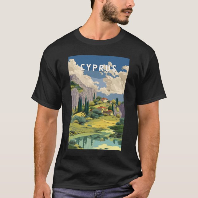 Camiseta Cyprus Illustration Travel Art Vintage (Anverso)