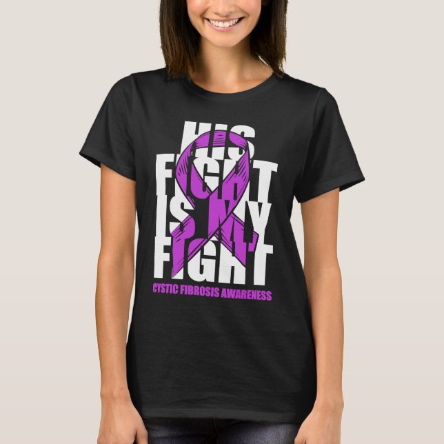 Camiseta Cystic Fibrosis Awareness Month Purple Ribbon His  (Anverso)