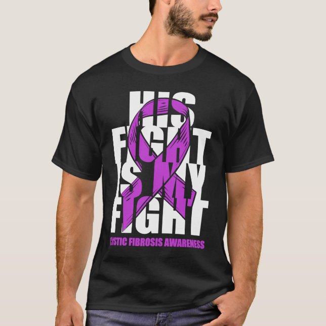 Camiseta Cystic Fibrosis Awareness Month Purple Ribbon His  (Anverso)