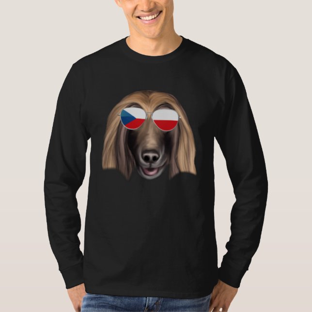 Camiseta Czech Flag Afghan Hound Dog Czech Republic Pocket (Anverso)