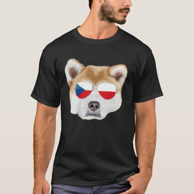 Camiseta Czech Flag Akita Dog Czech Republic Pocket (Anverso)