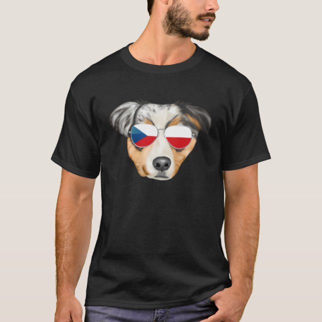 Camiseta Czech Flag Australian Shepherd Dog Czech Republic  (Anverso)