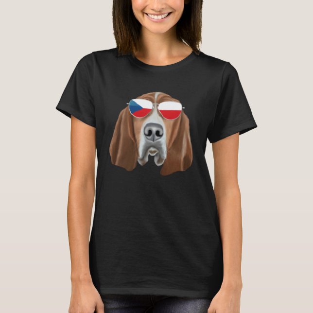 Camiseta Czech Flag Basset Hound Dog Czech Republic Pocket (Anverso)