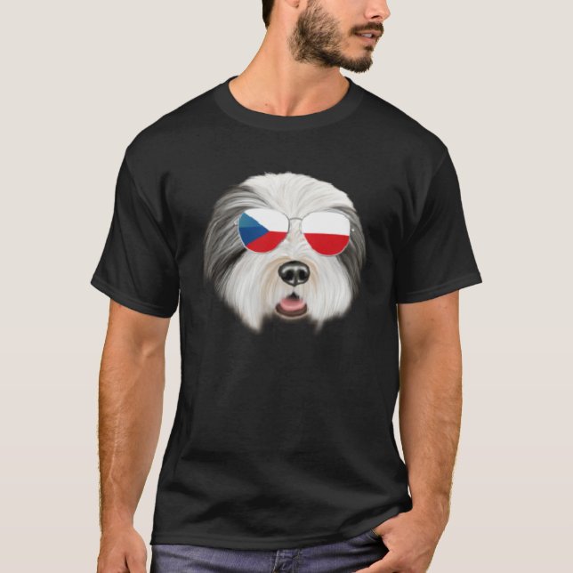 Camiseta Czech Flag Bearded Collie Dog Czech Republic Pocke (Anverso)