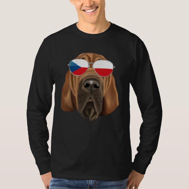 Camiseta Czech Flag Bloodhound Dog Czech Republic Pocket (Anverso)