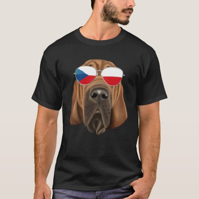 Camiseta Czech Flag Bloodhound Dog Czech Republic Pocket (Anverso)