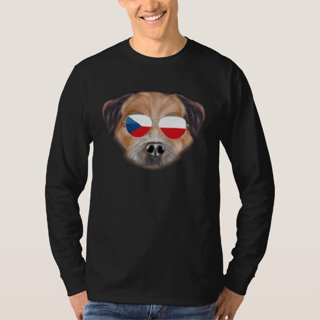 Camiseta Czech Flag Border Terrier Dog Czech Republic Pocke (Anverso)