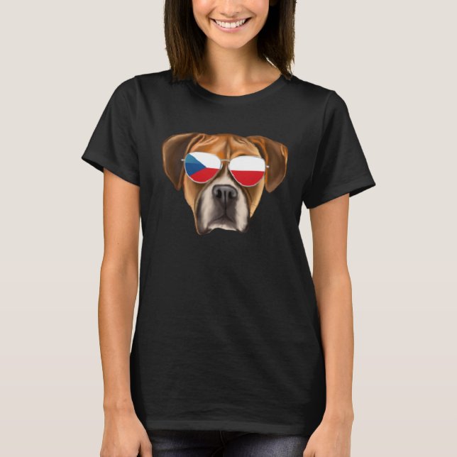 Camiseta Czech Flag Boxer Dog Czech Republic Pocket (Anverso)