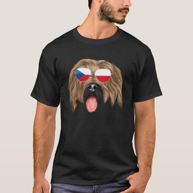 Camiseta Czech Flag Briard Dog Czech Republic Pocket (Anverso)
