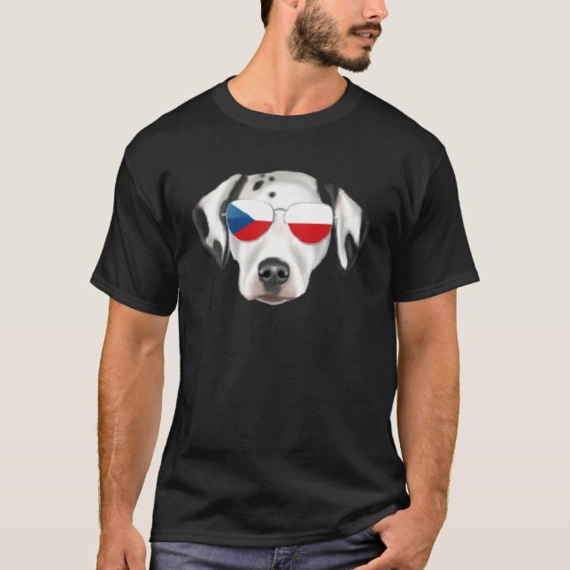 Camiseta Czech Flag Dalmatian Dog Czech Republic Pocket (Anverso)