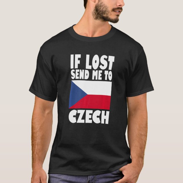 Camiseta Czech Flag Design  If lost send me to Czech Premiu (Anverso)