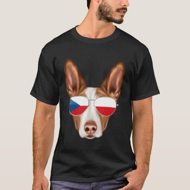Camiseta Czech Flag Ibizan Hound Dog Czech Republic Pocket (Anverso)