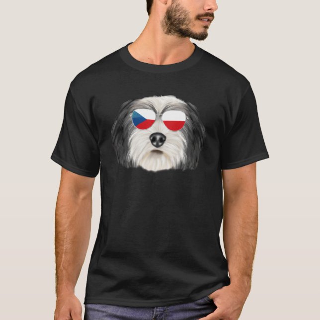 Camiseta Czech Flag Polish Lowland Sheepdog Dog Czech Repub (Anverso)