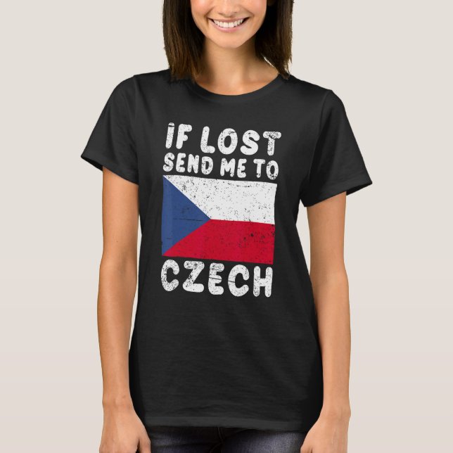 Camiseta Czech Flag Souvenir  If lost send me to Czech (Anverso)