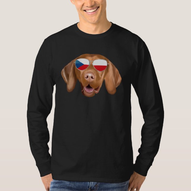 Camiseta Czech Flag Vizsla Dog Czech Republic Pocket (Anverso)