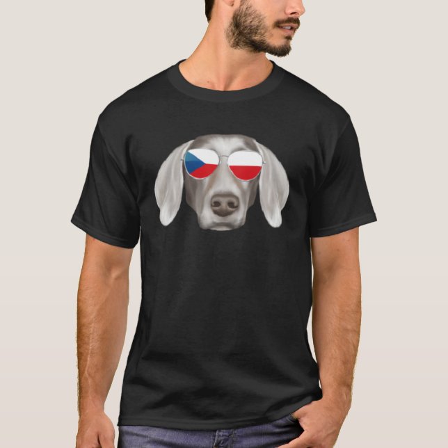 Camiseta Czech Flag Weimaraner Dog Czech Republic Pocket (Anverso)
